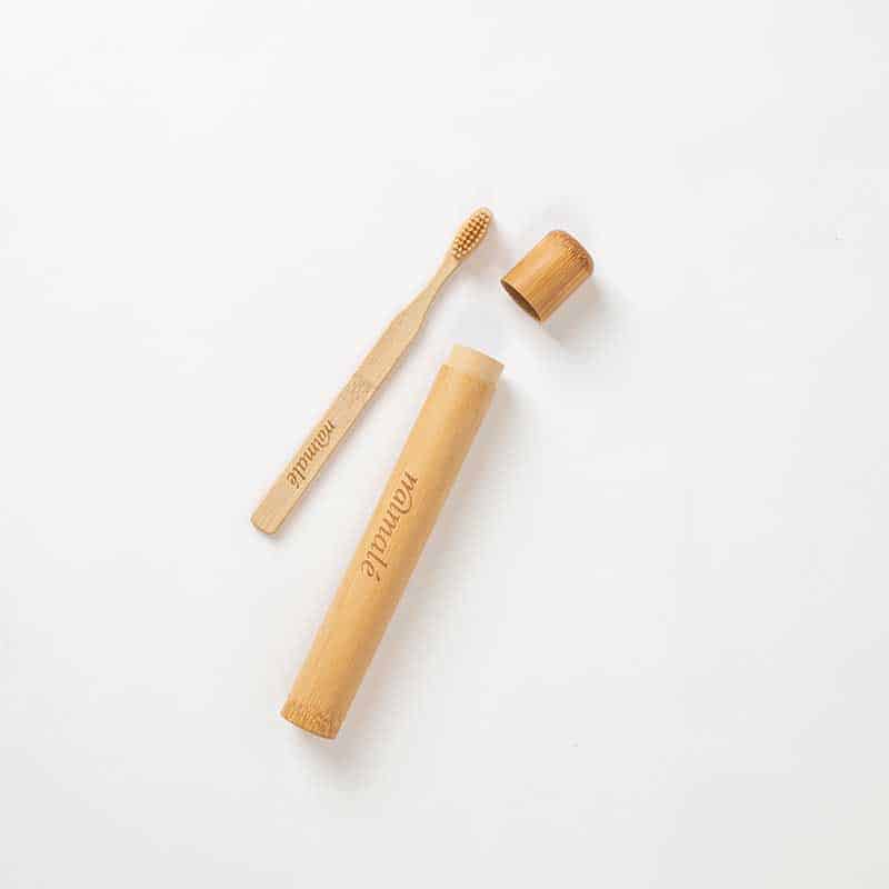 Toothbrush with bamboo storage case